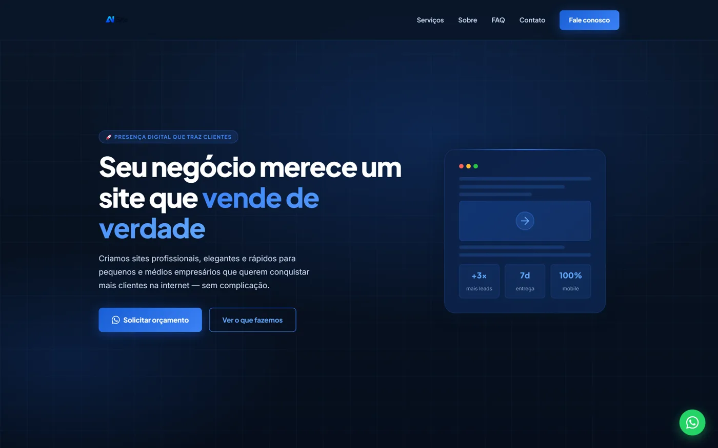 Site Presença Digital criado com a IA da ZenHost