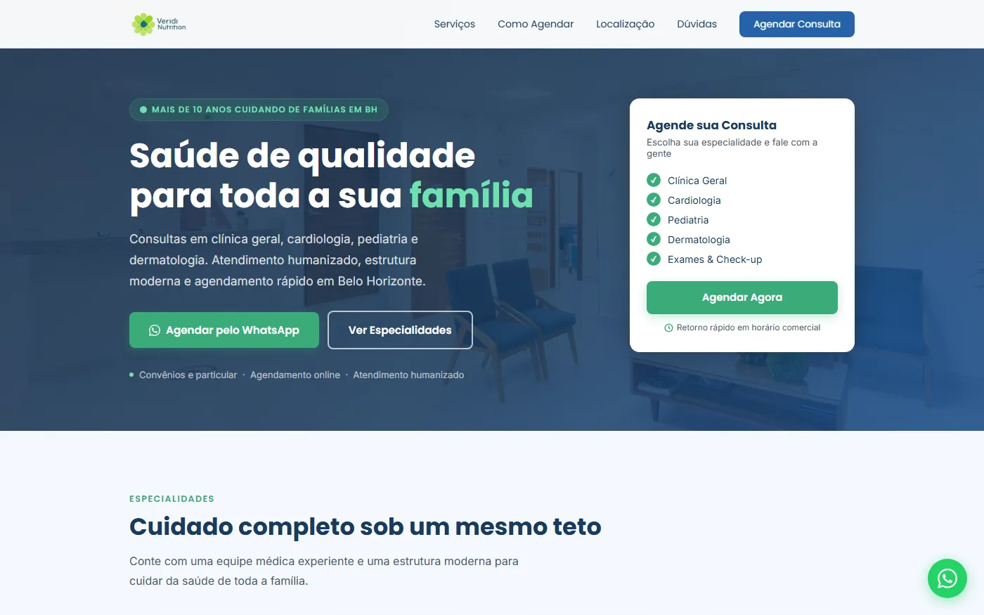 Site Clínica Vida Plena criado com a IA da ZenHost