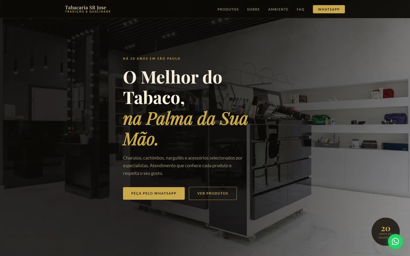 Site Tabacaria SR José criado com a IA da ZenHost