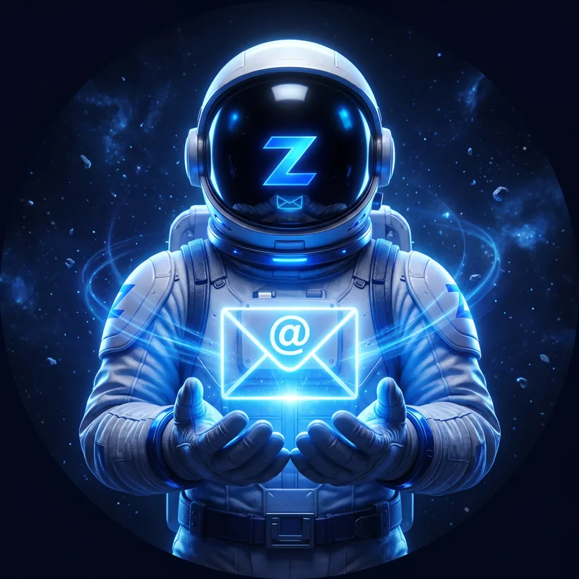 Astronauta ZenHost apresentando o e-mail profissional